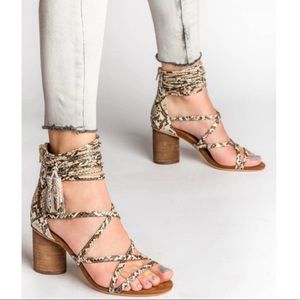 Rarely Worn Jeffrey Campbell Despina Sandal in Natural Python Combo